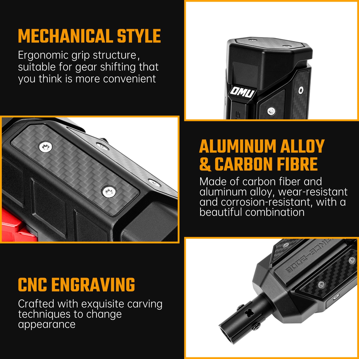 OMU Genesis Series Aluminum Alloy Gear Shif-t Knob  Automatic Transmission Shifter & Transfer Case Lever Handle Kit For Je Ep Wrangler JL Gladiator JT 2018-2024 Not Fit For Manual Transmission