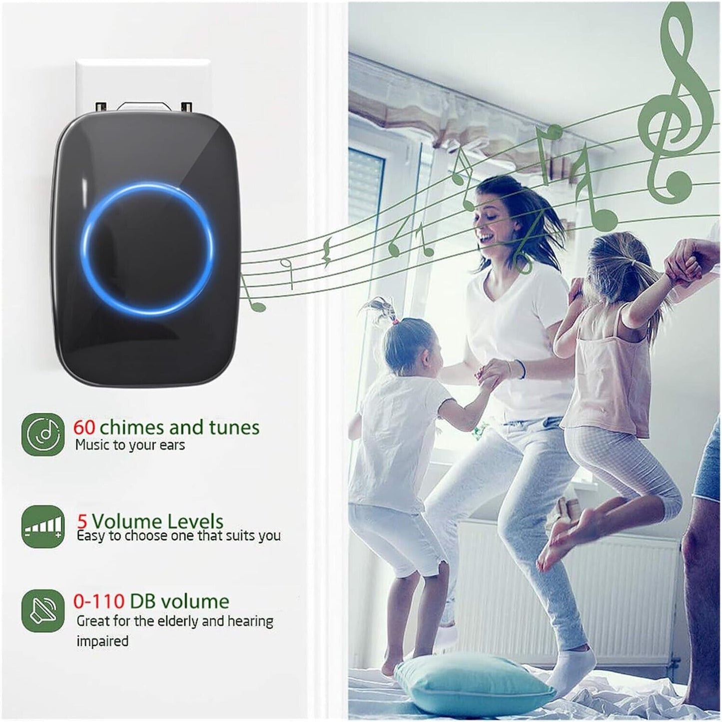 Style A 1-on-1 Black Doorbell