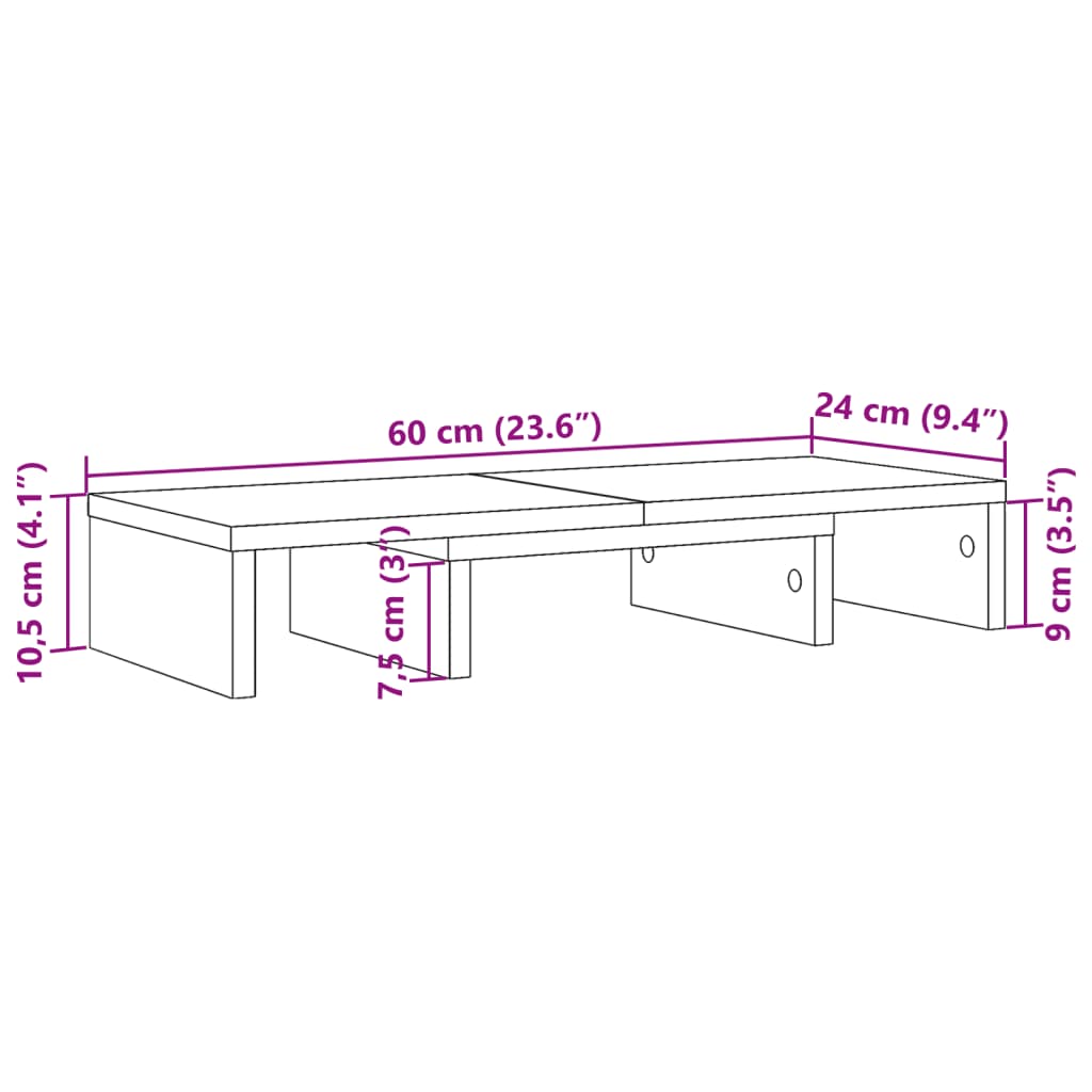 Adjustable Monitor Stand 60x24x10.5 cm Wood-based material   Monitor Stand