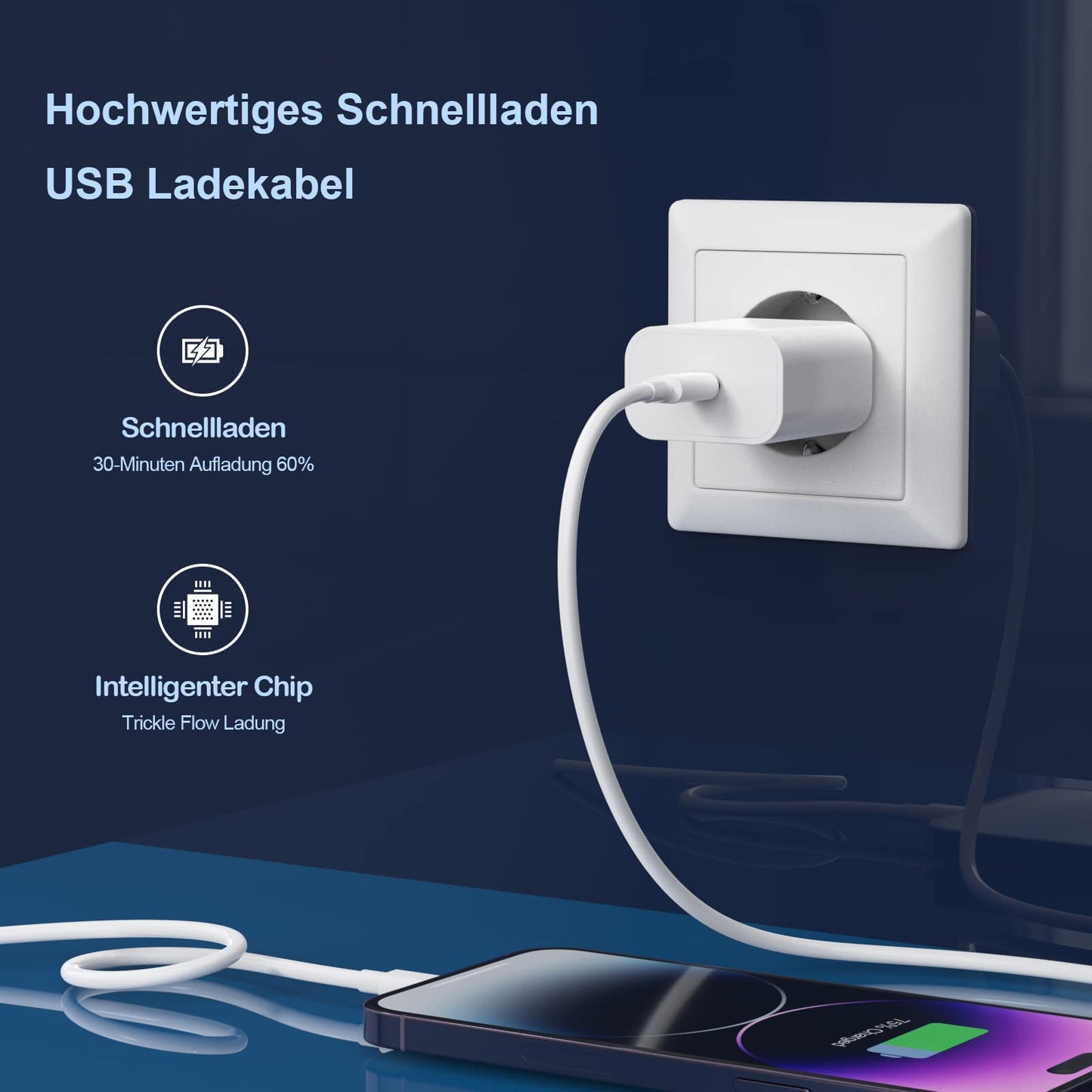 Single-port USB-C Charger, Includes A 4-in-1 Data Cable.