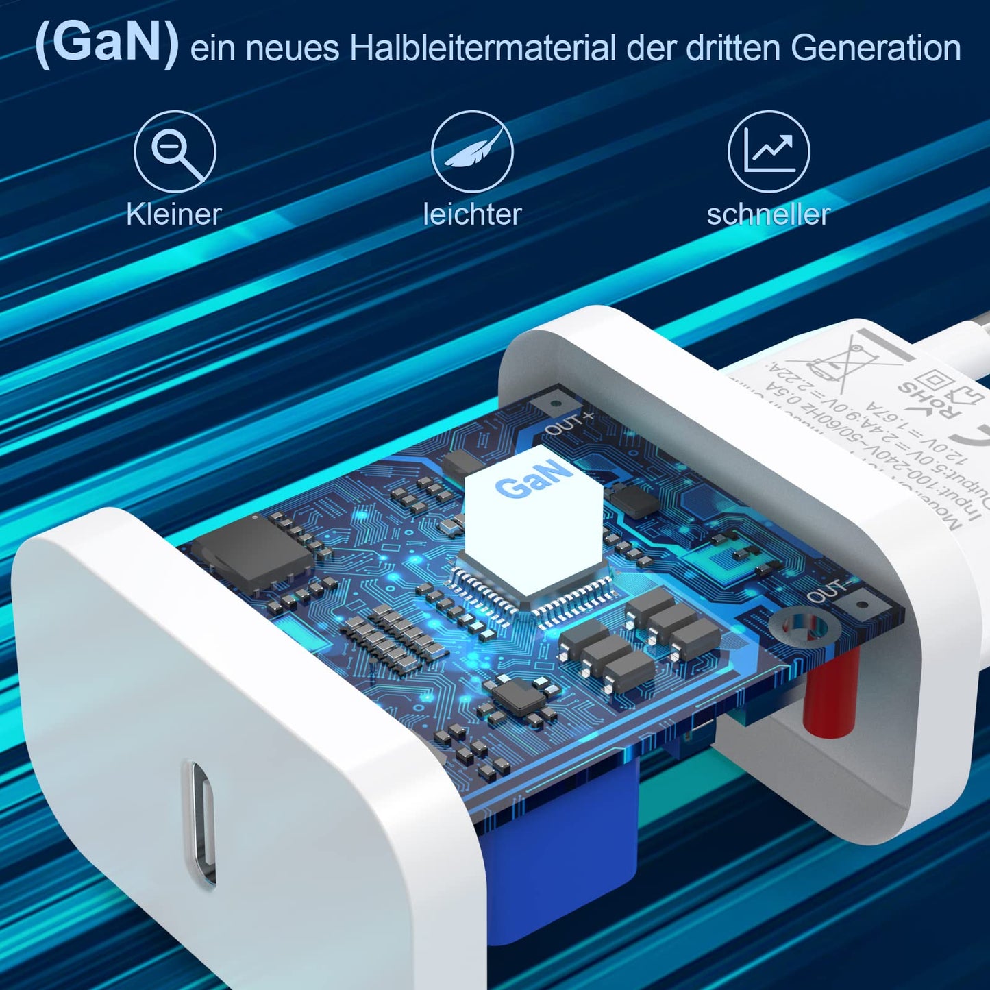 Single-port USB-C Charger, Includes A 4-in-1 Data Cable.