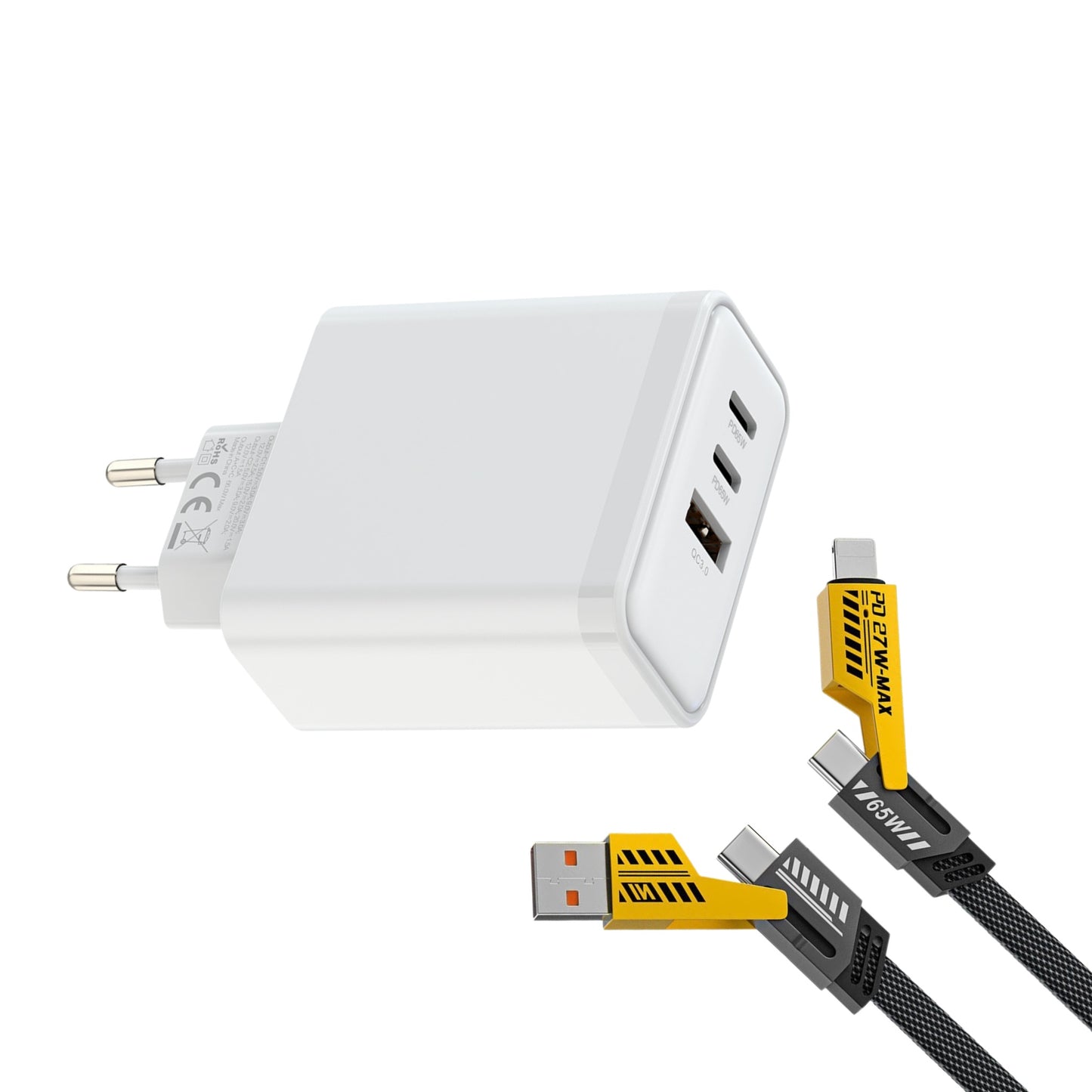 2C1A Charger Comes With A 4-in-1 Data Cable